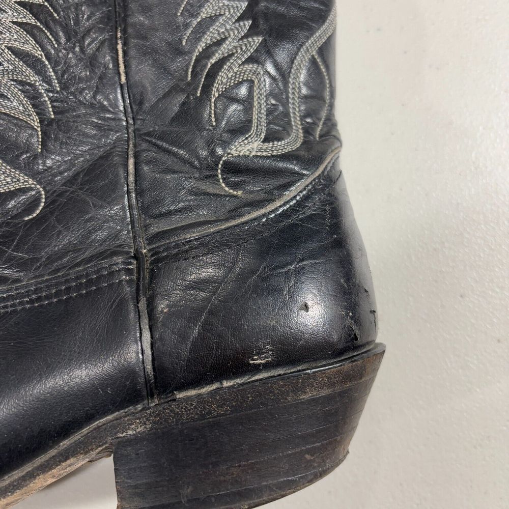 Nocona Boots Texas Mens Western Cowboy Leather Boots Black USA‎ Made - Picture 4 of 12